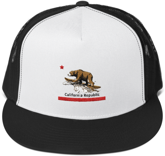 California Bear Republic Surfing Trucker Hat - Hatroblox (600x600), Png Download