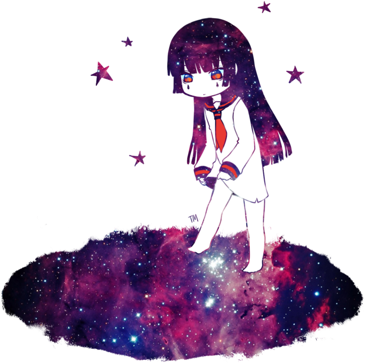 Girl By Tokyomenace On - Galaxy Anime Girl Transparent (800x800), Png Download
