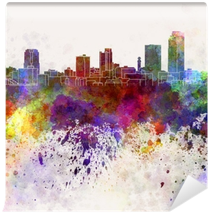Little Rock Skyline In Watercolor Background Wall Mural - Dallas Skyline In Watercolor Background (400x400), Png Download