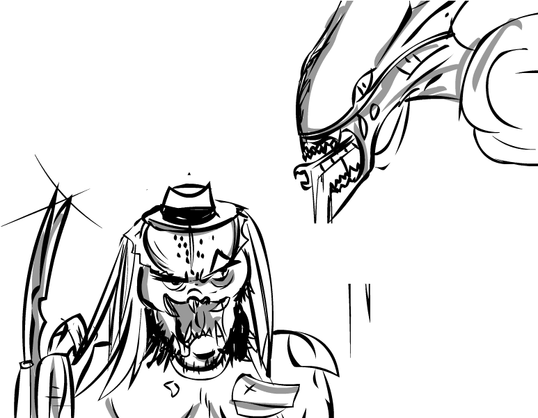 Drawing Predator Xenomorph - Drawing (800x600), Png Download