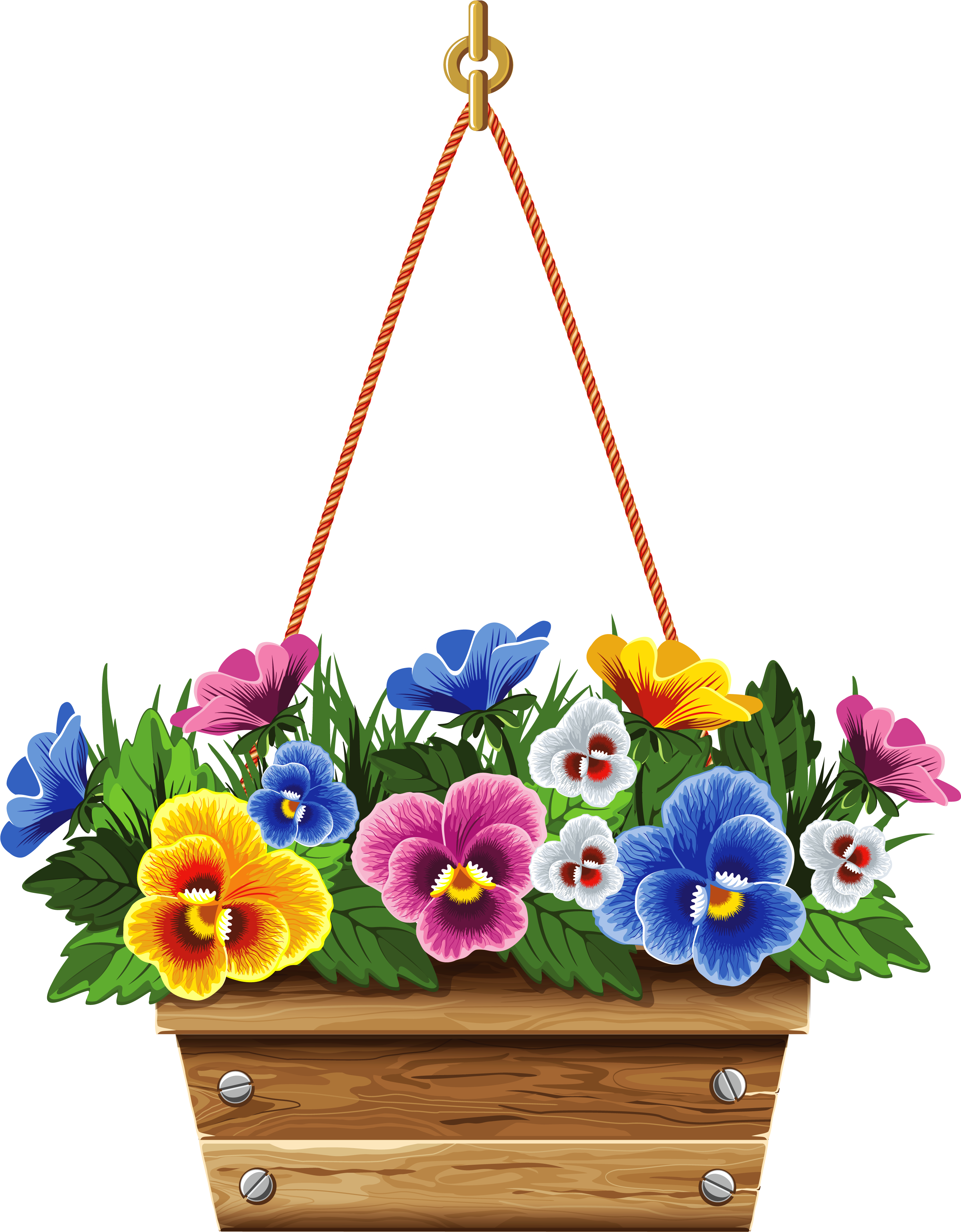 Hanging Box With Violets Png Clipart Picture - Hanging Basket Clip Art (3132x4026), Png Download