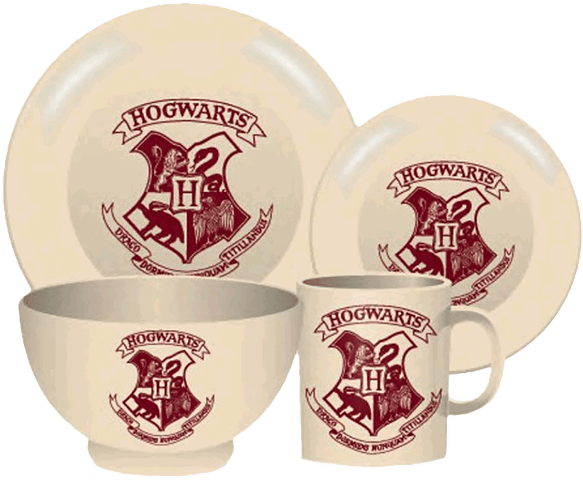 Harry Potter - Hogwarts Crest 4 Piece Ceramic Dinner (600x600), Png Download