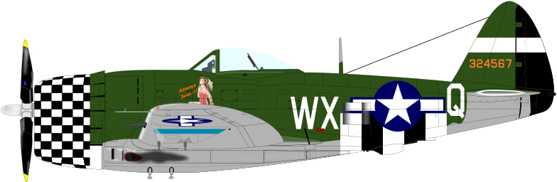 Republic P-47 Thunderbolt Airplane Aircraft Week Monday - Airplane (440x340), Png Download