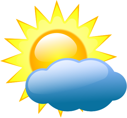 Bright Sun Some Clouds - Weather Symbols (432x399), Png Download