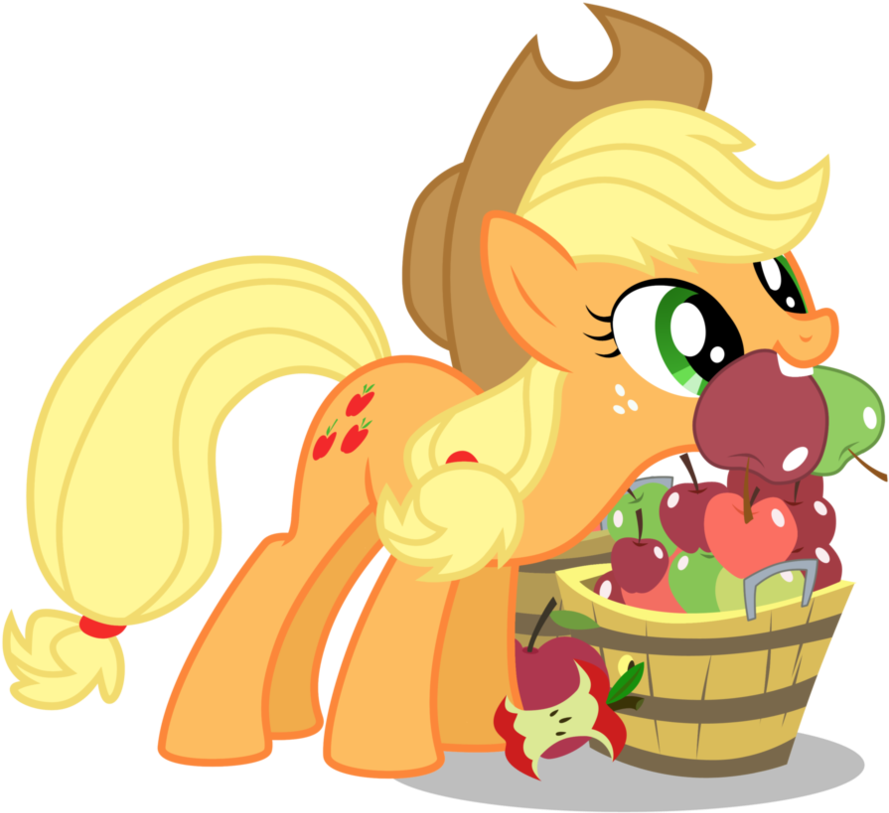 Applejack Mouth Filled With Apples - My Little Pony Applejack Apples (894x894), Png Download