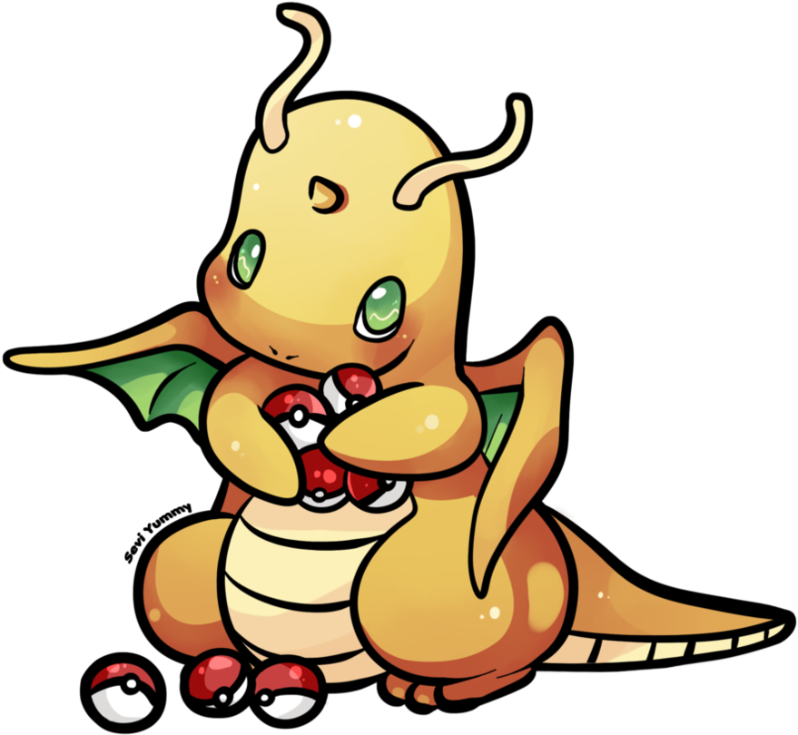 Chibi Dragonite Made On Paint Tool Sai It Took About - Dragonite Chibi (893x895), Png Download