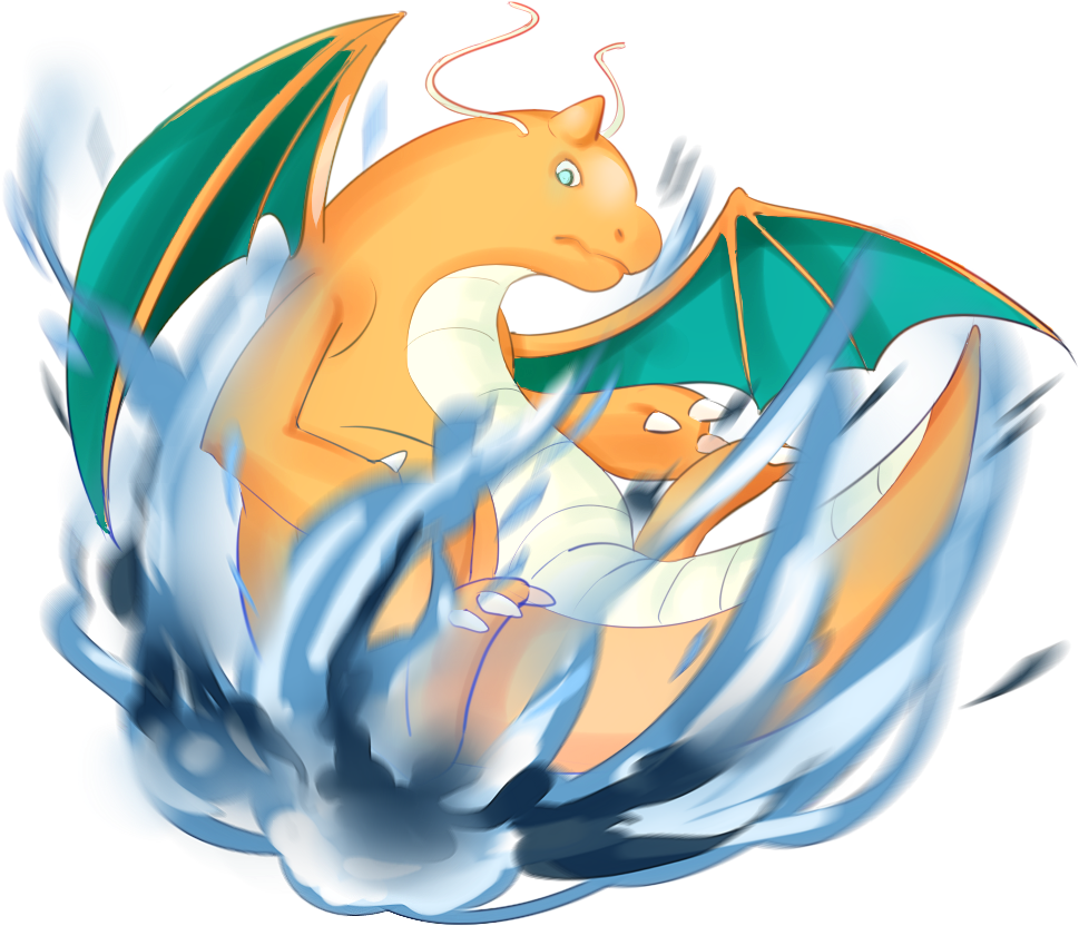 Dragonite Used Dragon Rush By Nyan Lai - Dragonite (1034x945), Png Download