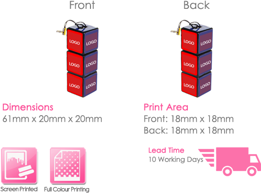 Rubix Cube Usb Stick Print Area - Usb Flash Drive (550x421), Png Download