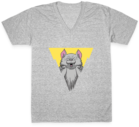 Anime Cat V-neck Tee Shirt - Benzene Ring (484x484), Png Download