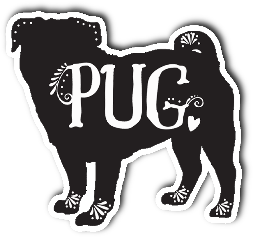 Pug Sticke - Pug Tote, Pug Dog Breed Bag, I Love My Pug (1064x1064), Png Download