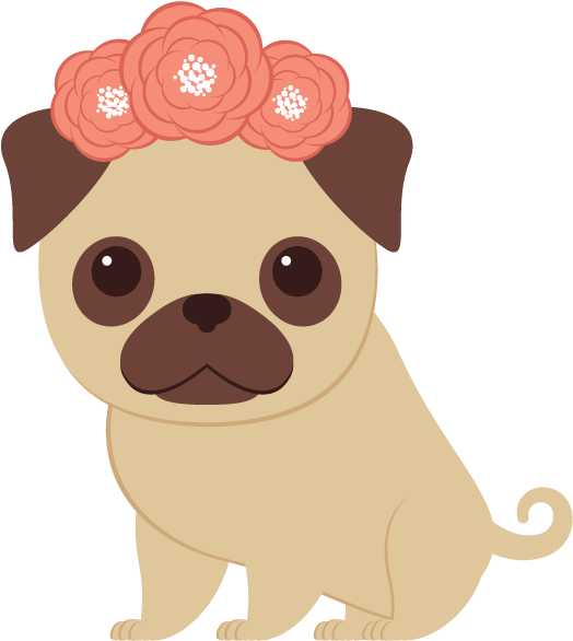 Png Royalty Free Library Creating The Wreath Placing - Dibujos De Perros Pug (850x668), Png Download