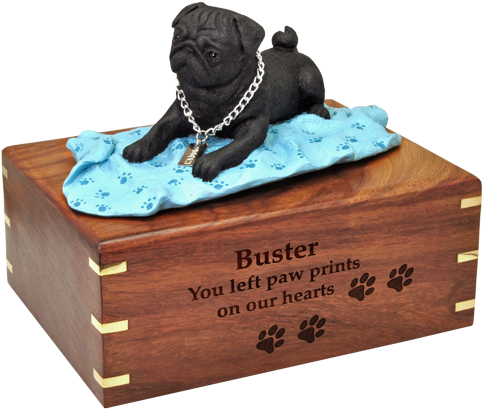 Wholesale Pug, Black On Blanket Urn Engraved With Name - Pug (500x500), Png Download