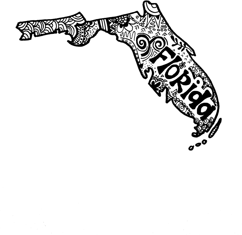 Florida Zentangle - Florida (1024x1365), Png Download