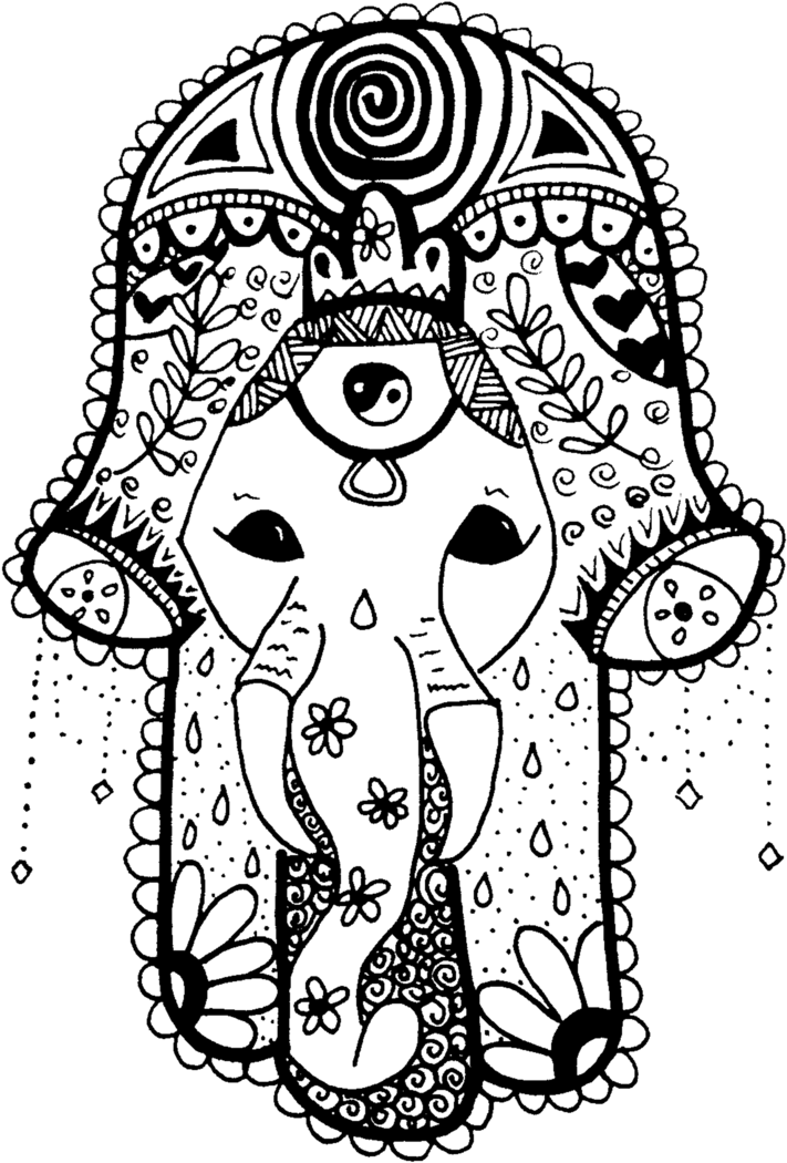 Elephant Hamsa - Hamsa Buda (1024x1365), Png Download