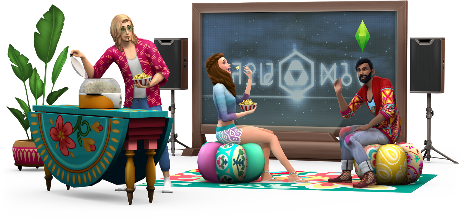 The Sims 4 Movie Hang Out - Kino Domowe The Sims 4 (1600x1174), Png Download
