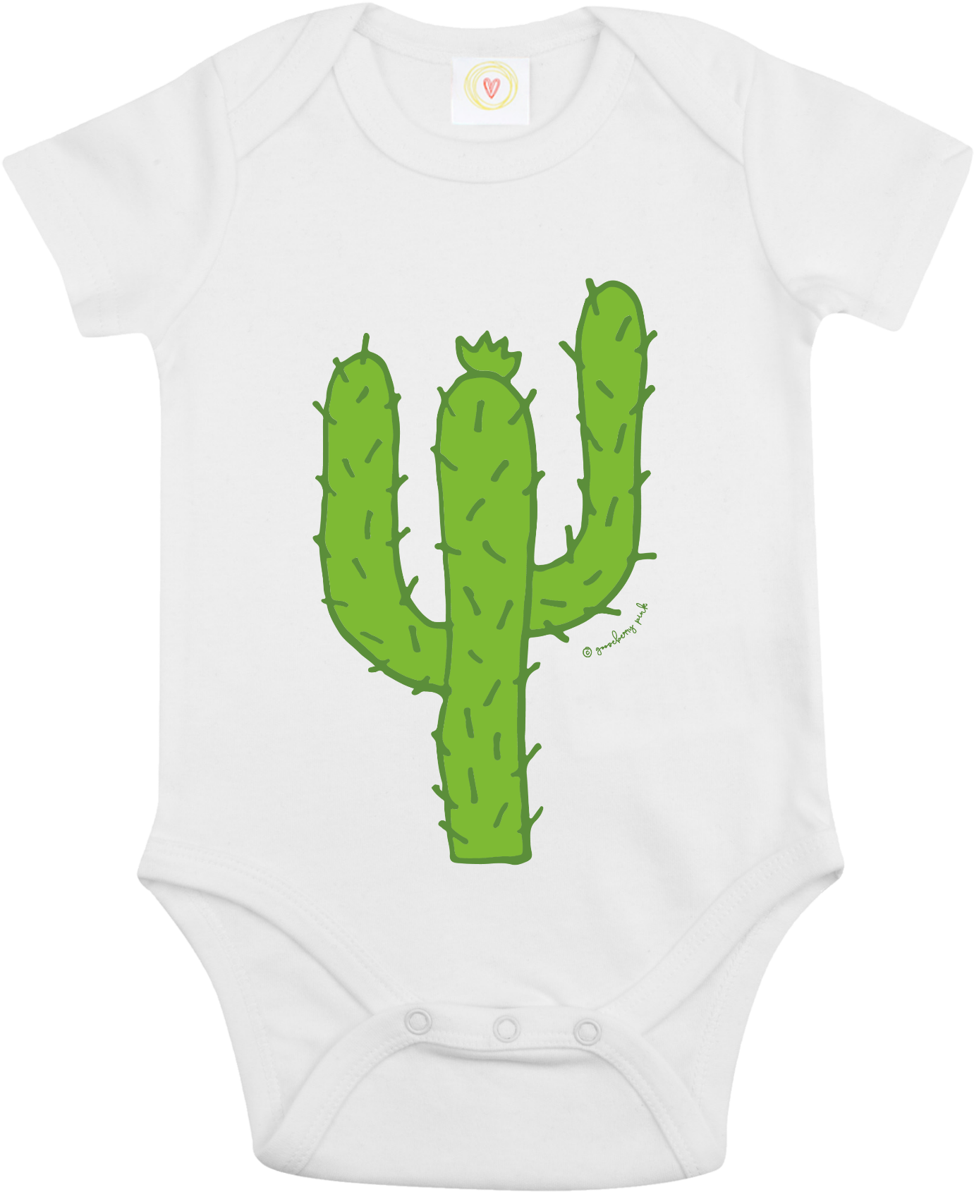 Cactus Baby Bodysuit In White - Cactus On White Shirt (2000x2000), Png Download