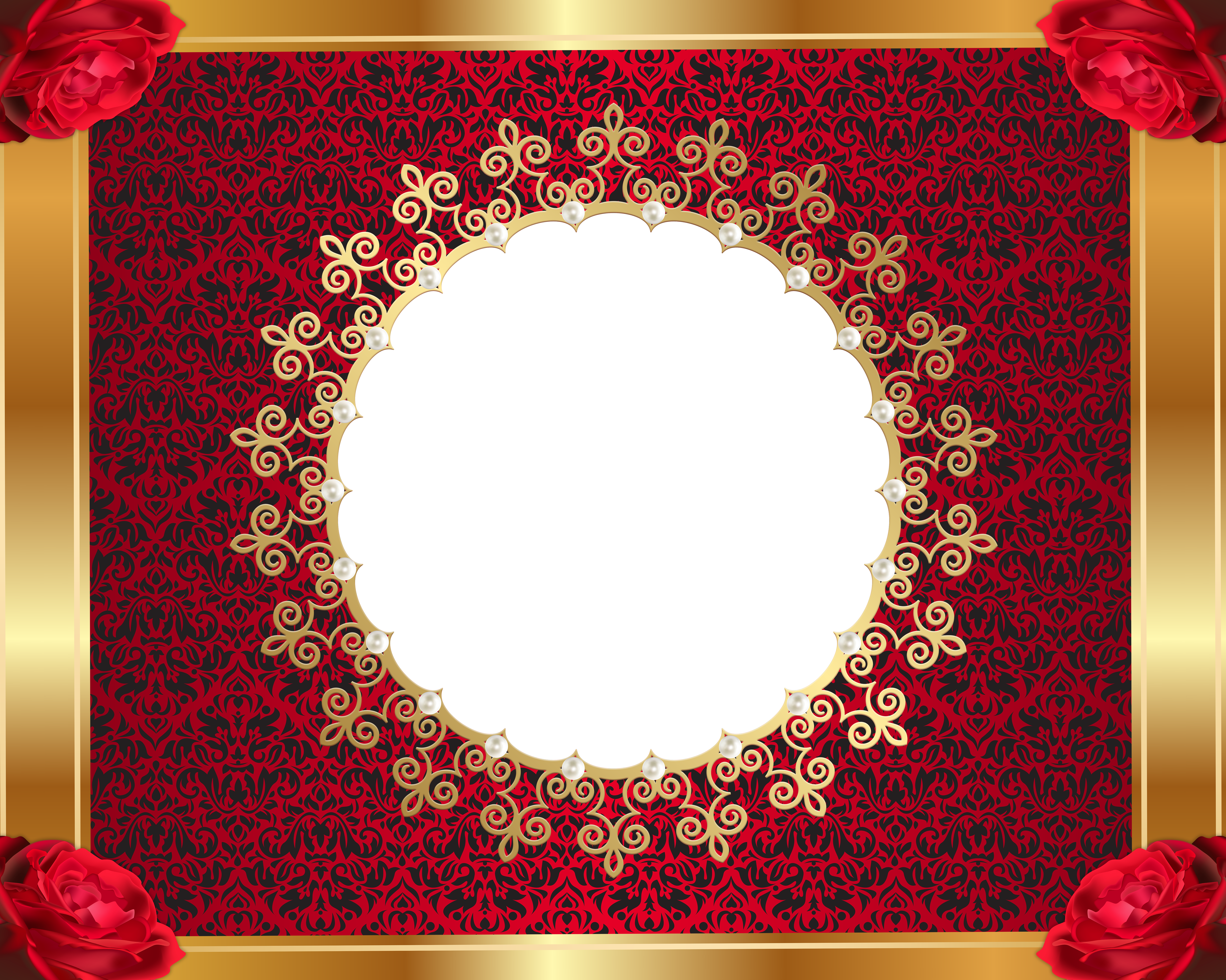 Red Gold Frame Png (5000x3997), Png Download