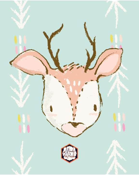 Woodland Animal Nursery Prints - Deer (576x724), Png Download