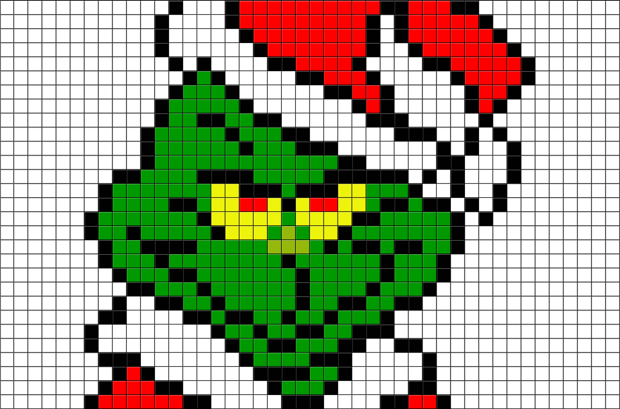 Christmas Pixel Art Grinch (880x581), Png Download