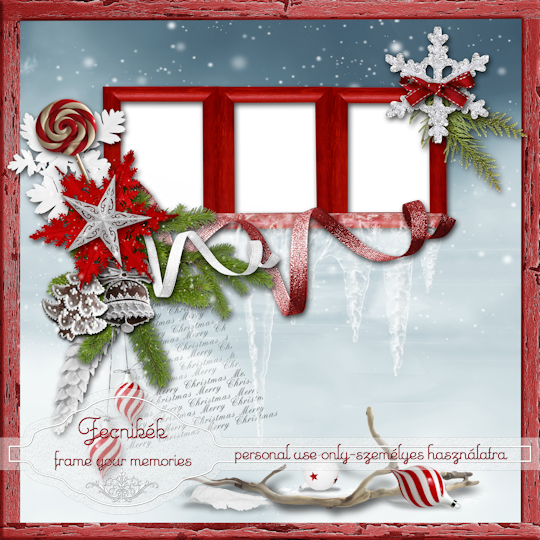 Red Frame Christmas Qp - Christmas Card (540x540), Png Download