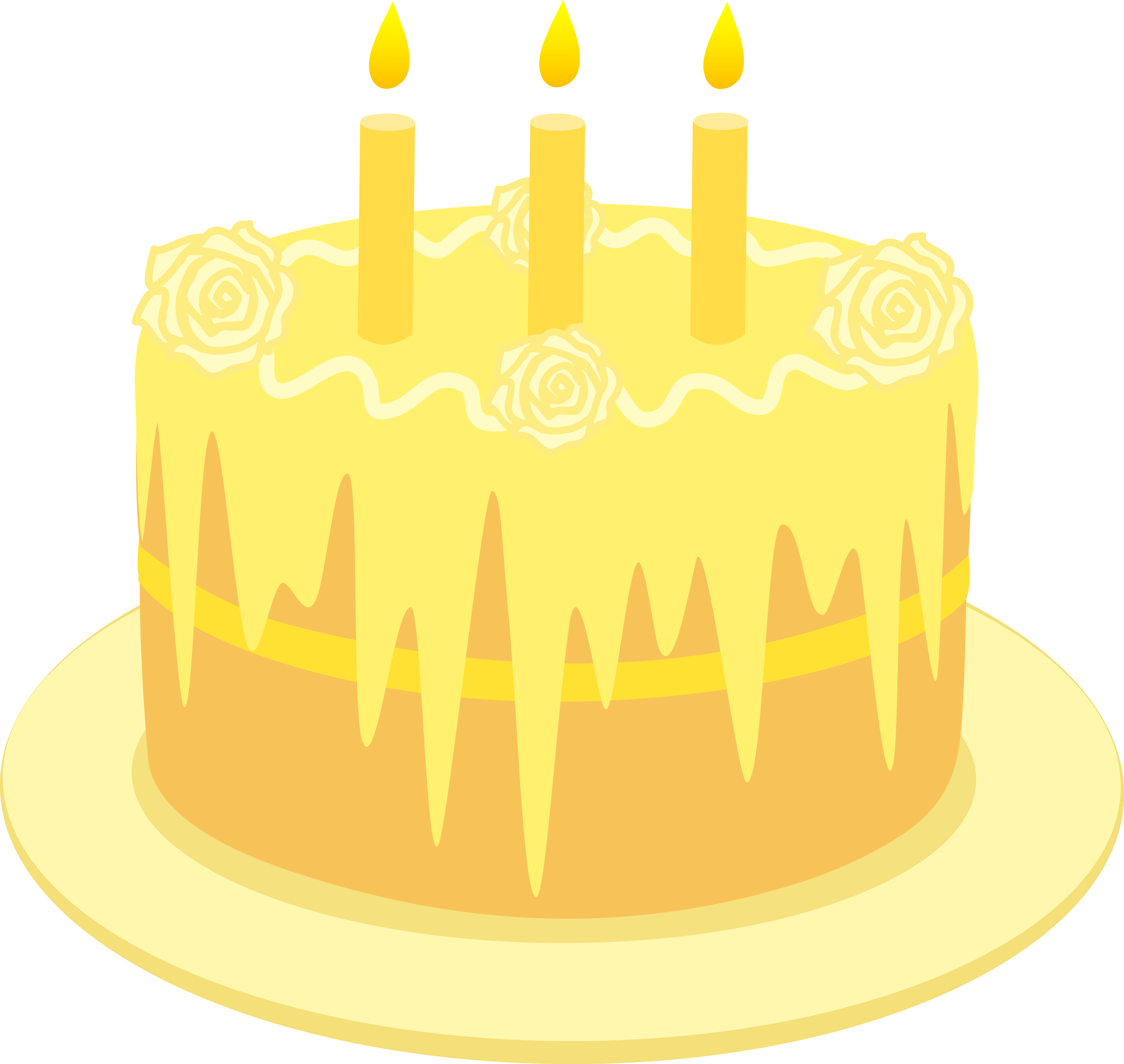 Birthday With Candles Free Clip Art Yellow - Yellow Cake Clip Art (6055x5733), Png Download