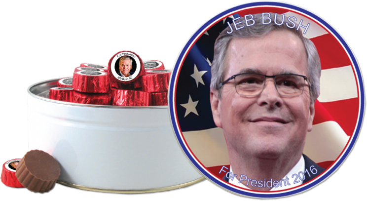 Jeb Bush For President Tin With Jeb Bush Two-bite Foiled - American Flag (750x450), Png Download