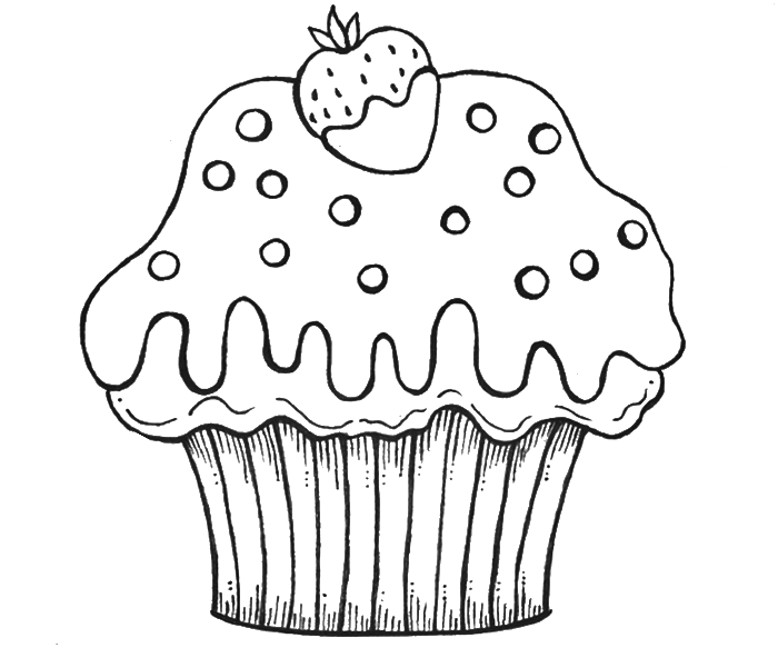 Birthday Cupcake Drawing At Getdrawings - Desenhos De Cupcake Para Imprimir (700x602), Png Download