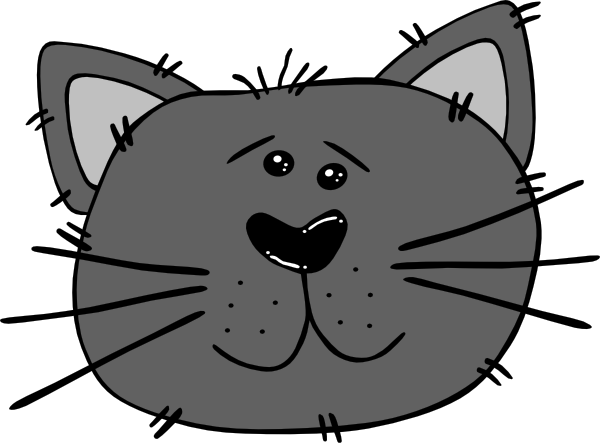 Black Cartoon Cat Face Clip Art - Cats Faces Clip Art (600x443), Png Download
