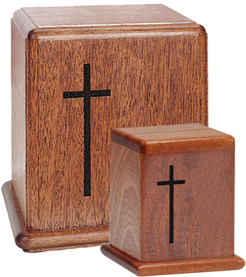 Mahogany Wooden Urn With Cross - Urn (400x400), Png Download