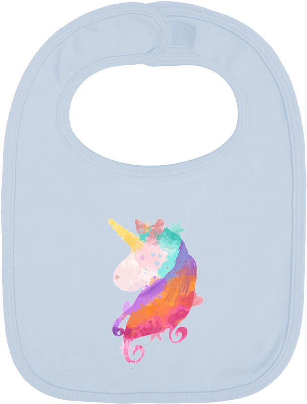 Baby Bib Plain And Contrast Watercolor Unicorn By Pinkglitter - Watercolor Painting (690x850), Png Download