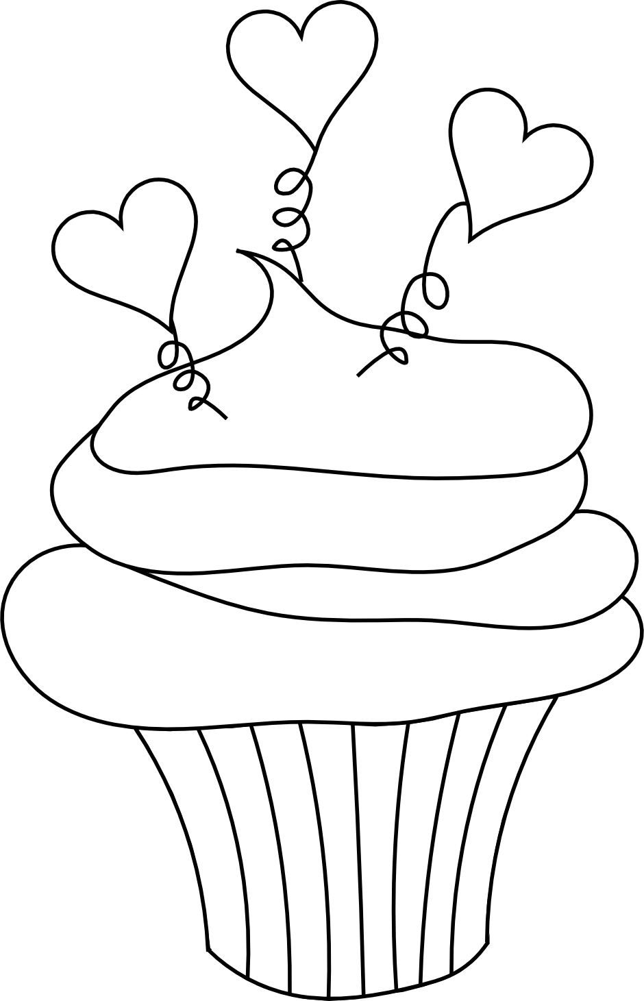 Birthday Cupcake Coloring Pages - Valentine Cupcake Coloring Pages (940x1461), Png Download