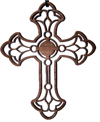 Laser Cut Cross From Cherry Wood - Laser (418x500), Png Download