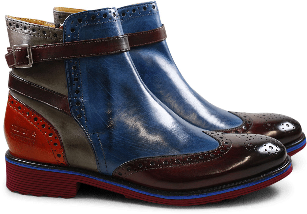 Amelie 11 Burgundy Mid Blue Smoke Winter Orange Strap - Stiefeletten Chelsea Boots Ankle Boots Von Melvin & (1024x1024), Png Download