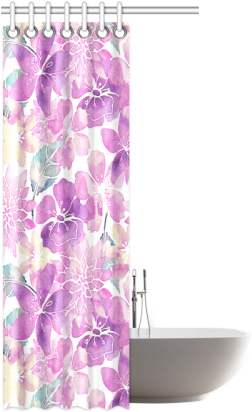 Pastel Watercolor Flower Pattern Shower Curtain - Window Film (500x500), Png Download