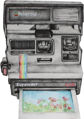 Carlosintheshower - Polaroid Camera Drawing (500x511), Png Download