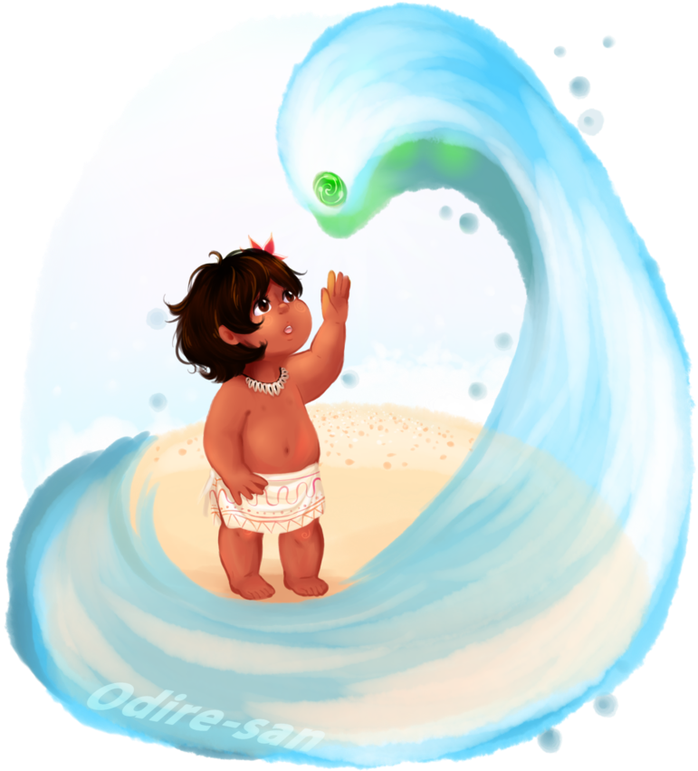 Clip Art Transparent Stock Choseen By The Ocean Odire - Baby Moana And The Ocean (800x978), Png Download