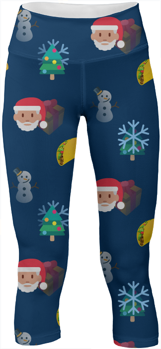 Christmas Taco Emoji Yoga Leggings Pants $65 - Christmas Taco Emoji Greeting Cards (400x719), Png Download