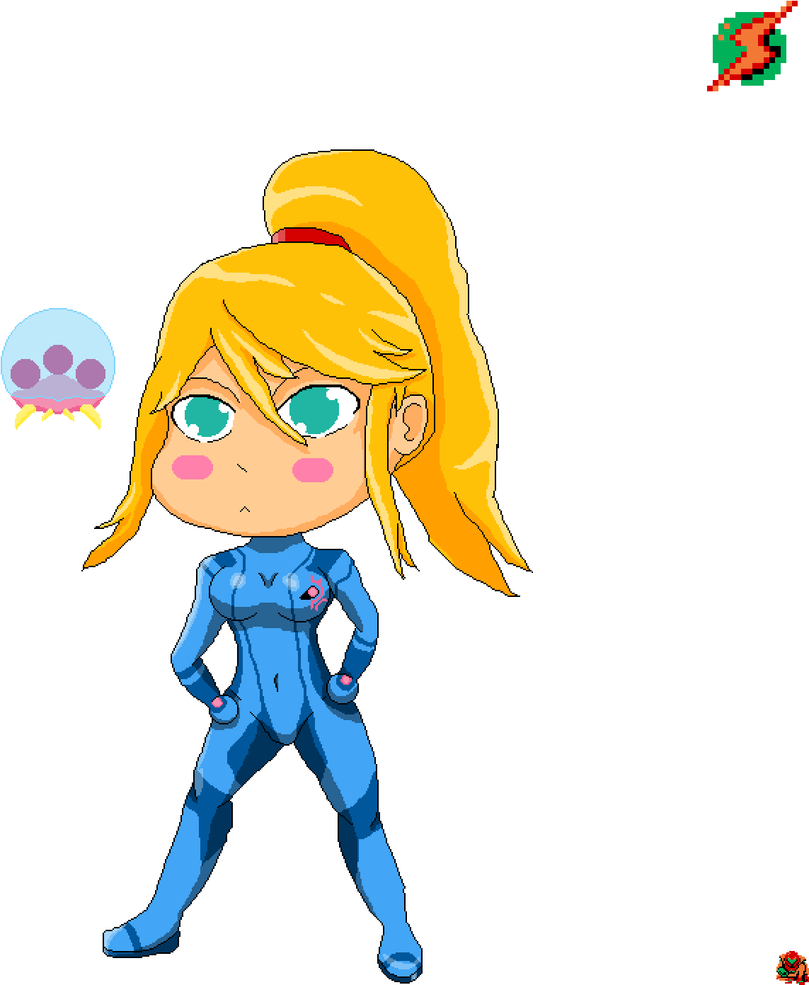 Chibi Samus Aran - Chibi Zamus (1400x1400), Png Download