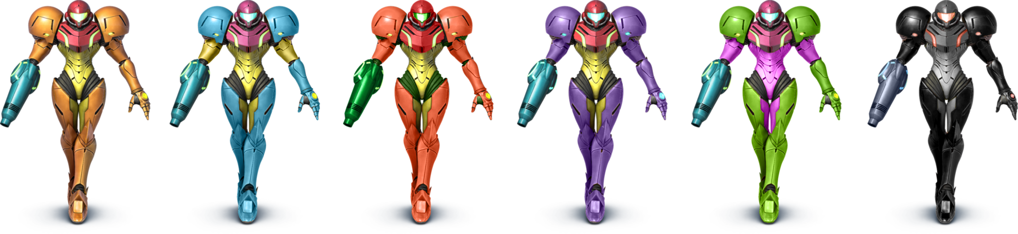 Samus - Samus Palettes Smash 4 (2000x461), Png Download
