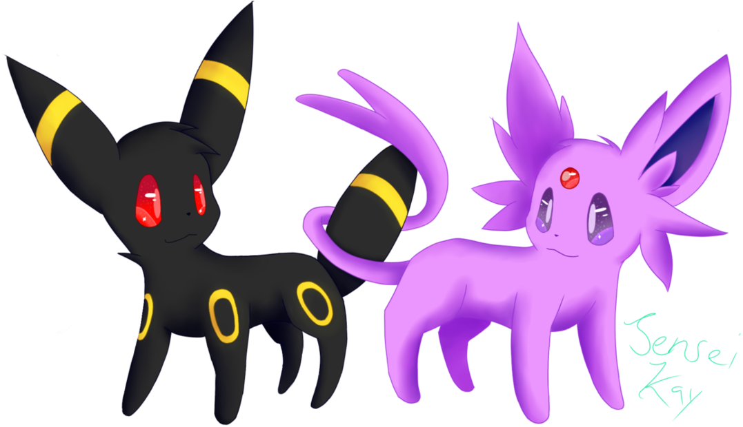 Umbreon Drawing Espeon - Umbreon X Espeon Kawaii (1191x670), Png Download