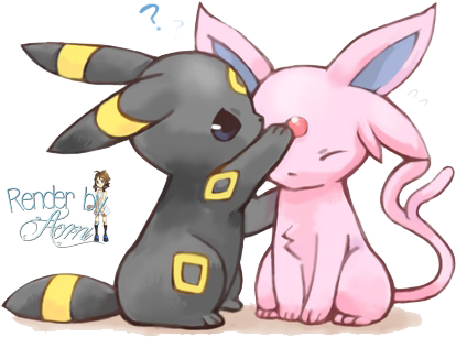 Espeon Y Umbreon Kawaii Render By Aominaito On Deviantart - Cute Umbreon And Espeon (450x338), Png Download