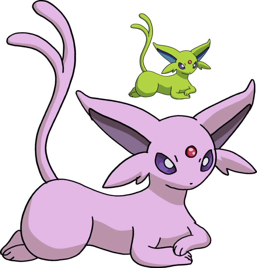 196 - Espeon - Art V - 2 By Tails19950 On Deviantart - Espeon And Shiny Espeon (875x913), Png Download