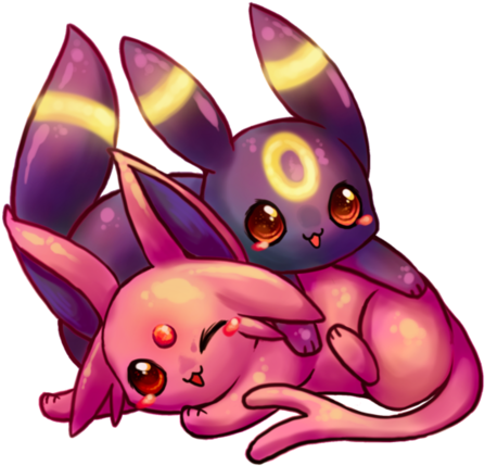 35 Images About 💞 Pokémon On We Heart It - Umbreon And Espeon Chibi (500x443), Png Download