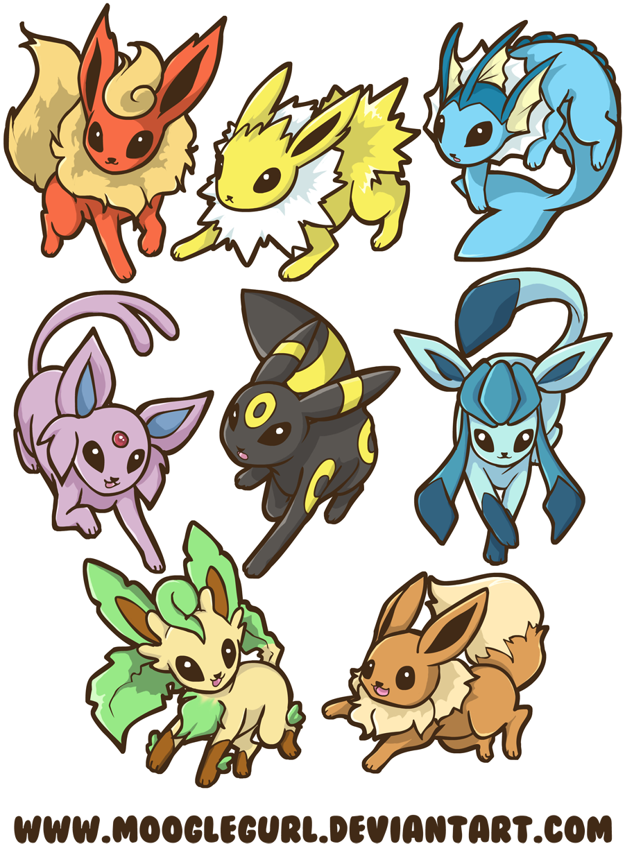 Cute Pokemon Eevee Evolutions (900x1251), Png Download