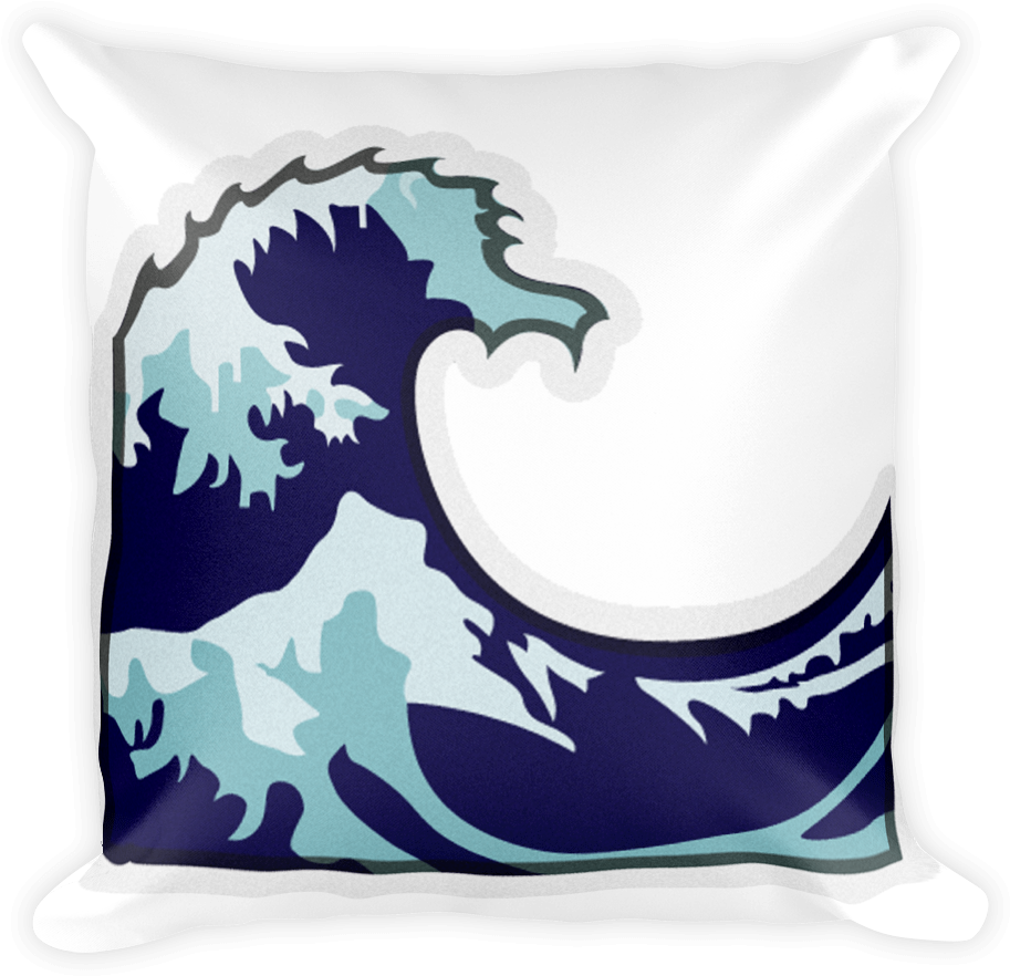 Emoji Pillow - Water Wave - Emoji Of A Wave (1000x1000), Png Download