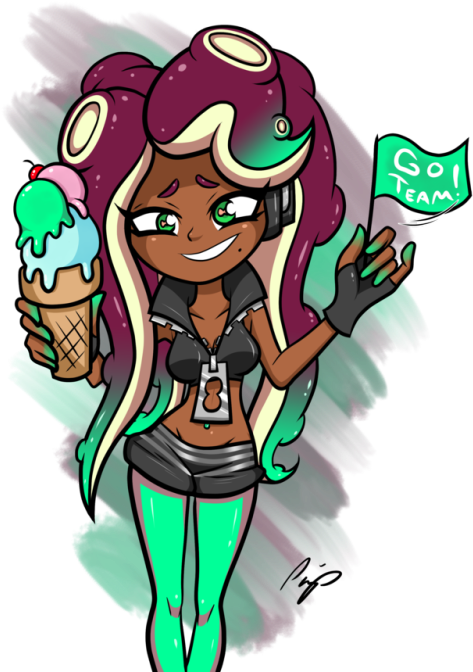 Marina On Groove - Marina Splatoon 2 Team Ice Cream (500x688), Png Download