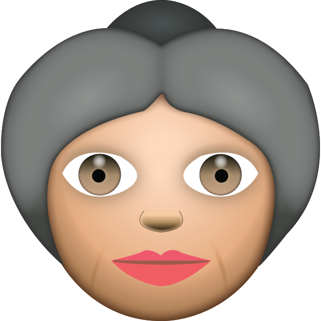 White Grandma Emoji - Emoji Grandma And Grandpa (640x640), Png Download