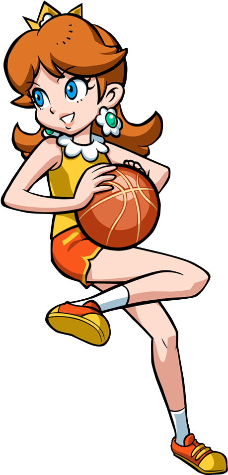 Princess Daisy Princess Daisy Soccer - Princess Daisy Mario Hoops 3 On 3 (470x961), Png Download