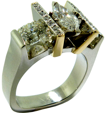 Marquis Cut And Hearts On Fire Diamond Gold Ring - Ring (500x400), Png Download