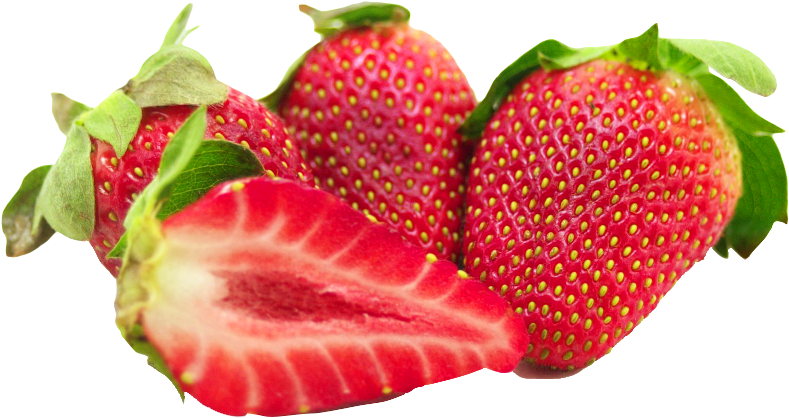 Strawberries With Leaves Png Image - Strawberries Png (1628x888), Png Download